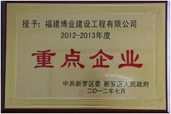 2012-2013年度龍巖市新羅區(qū)重點企業(yè)